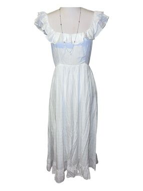 White cottagecore maxi dress with ruffles